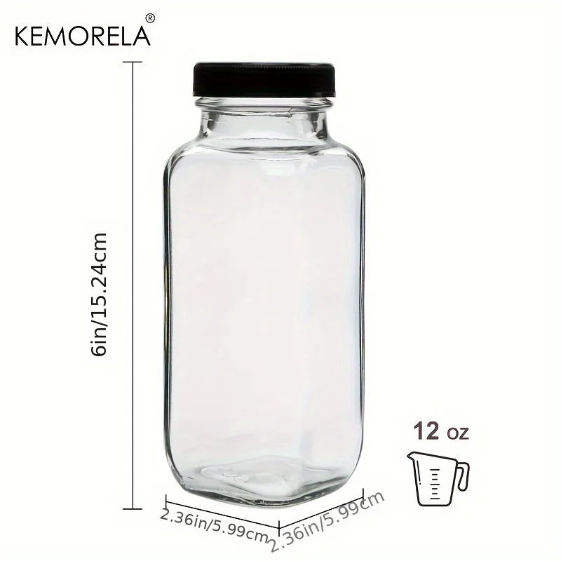KEMORELA 350ml Vintage Leakproof Glass Bottles – Set of 2/4
