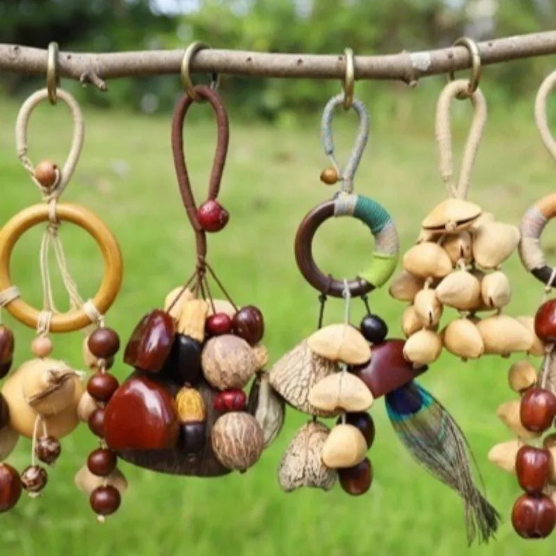 Plant Seeds Nutshell Rattle Bag Hanging Handmade Wind Chimes Healing
