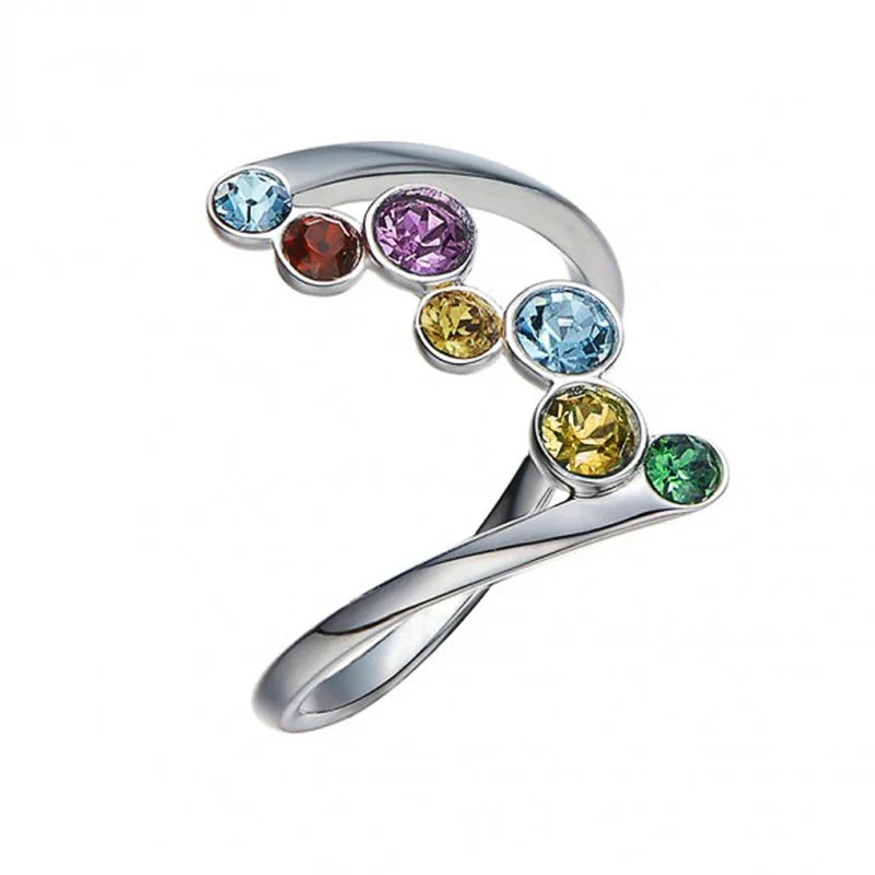 Huitan Colorful CZ Women's Ring – Silver-Tone Fashion Jewelry