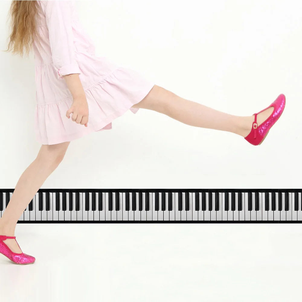 Black White Piano Keys Wall Stickers Kicking Baseboard Waist Line