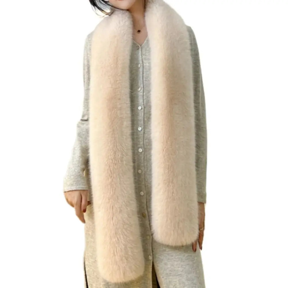 Vintage Faux Fur Long Scarf 180cm – Soft Luxury Wrap Shawl