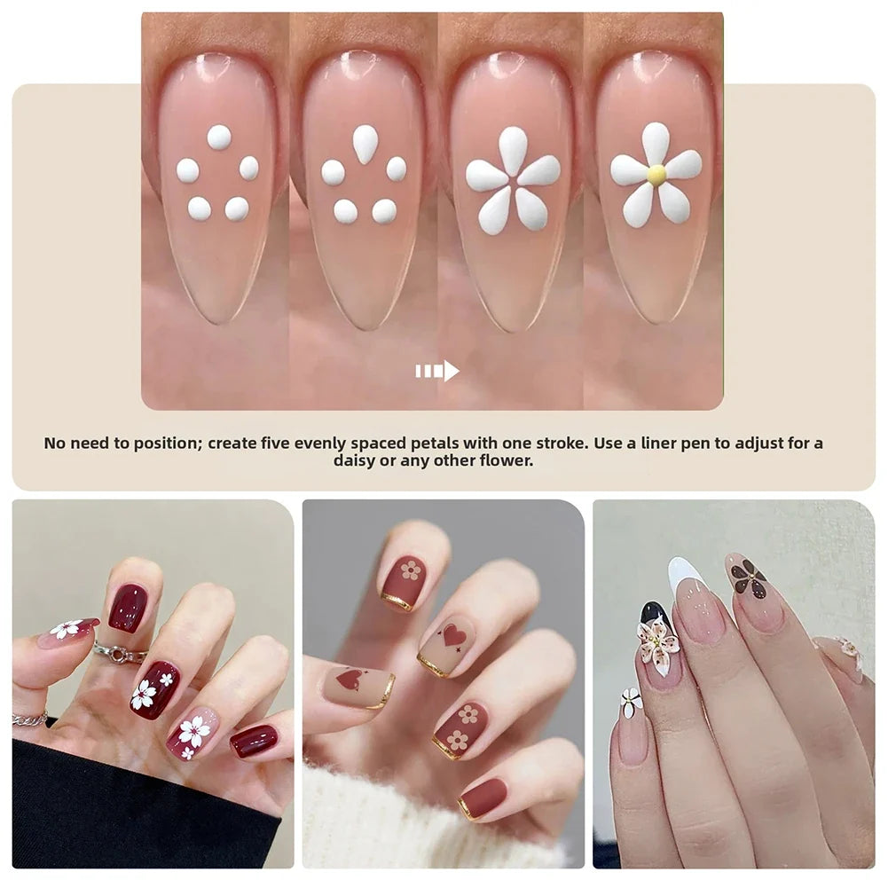 5-Petal Flower Nail Art Dotting Pen | Multi-Head DIY Manicure Tool