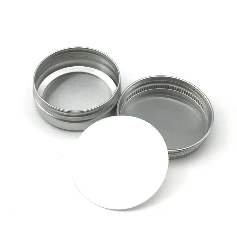 Metal Round Tins Aluminum Empty Silver Cans Screw Lid Jars Salve