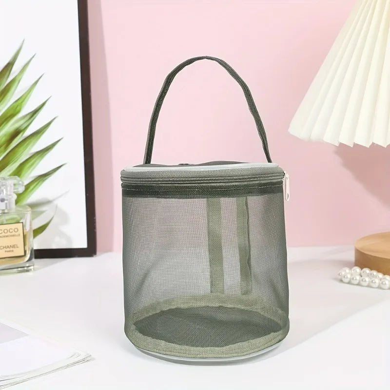 Colorful Nylon Mesh Knitting Crochet Storage Bag Zipper Closure