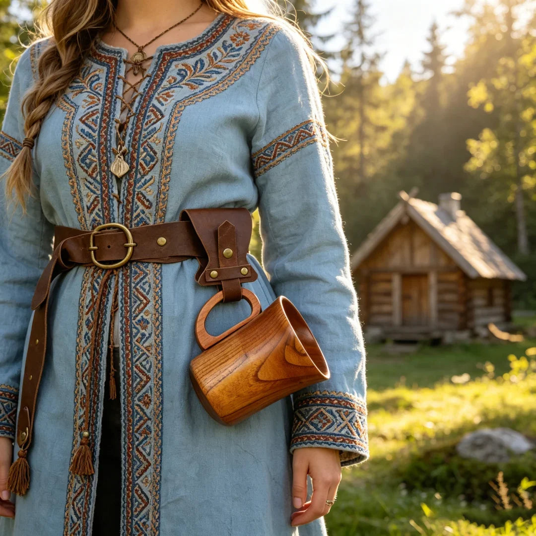 Medieval Viking Dress Up PU Leather Simple Retro Hiking Cup Holder