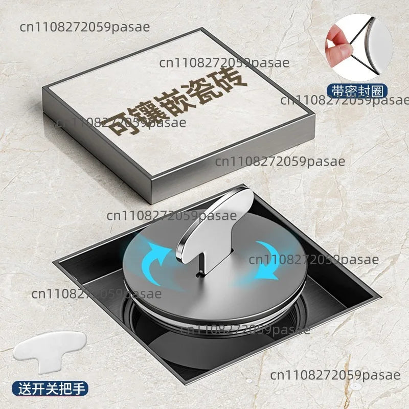 Tile-Inlay Stainless Steel Floor Drain Cleaning Access Port