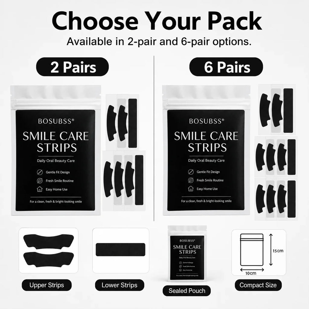 Black Teeth Brightening Strips – 2 or 6 Pairs | Daily Smile Care