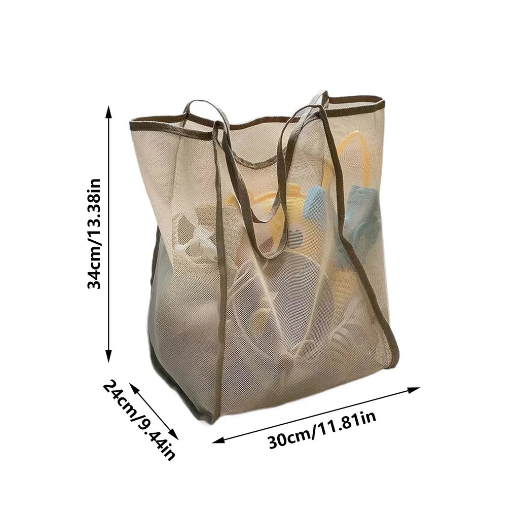 Transparent Mesh Shoulder Bag – Large Capacity Beach Tote