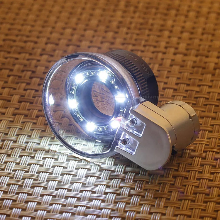 20X LED Magnifier – Optical Glass Loupe with 6 LED Lights