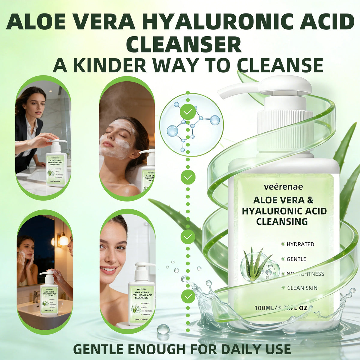 Aloe Vera & Hyaluronic Acid Face Wash – All Skin Types