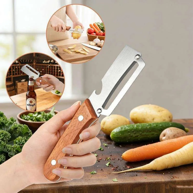 Stainless Steel Fruit Peeler with Redwood Handle | 1–10 Pcs