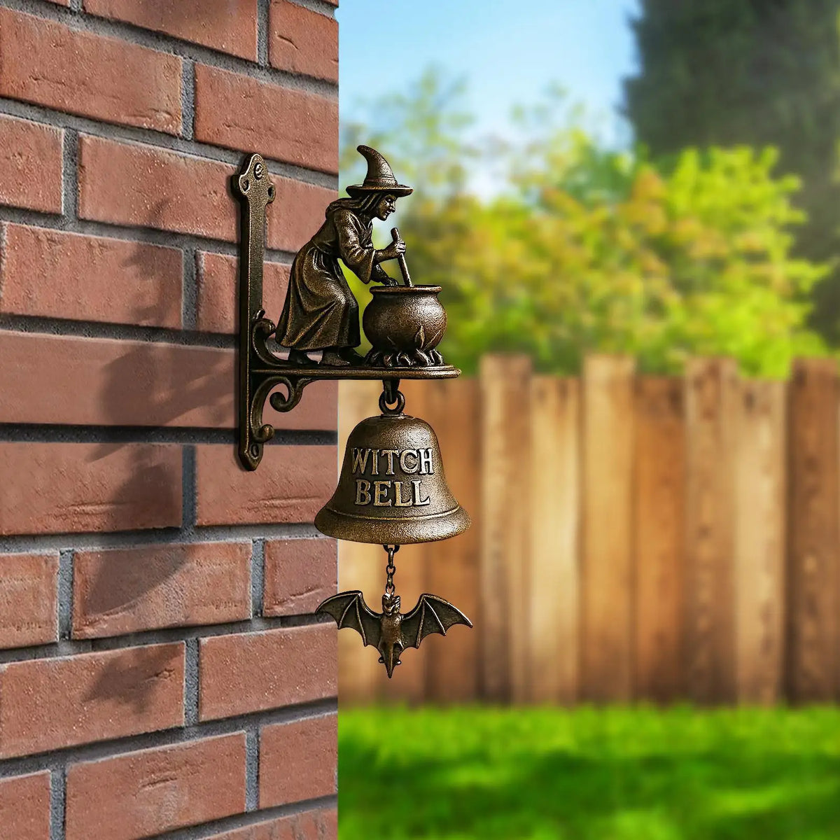 Witch Dachshund Outdoor Dinner Bell | Retro Farmhouse Door Chime