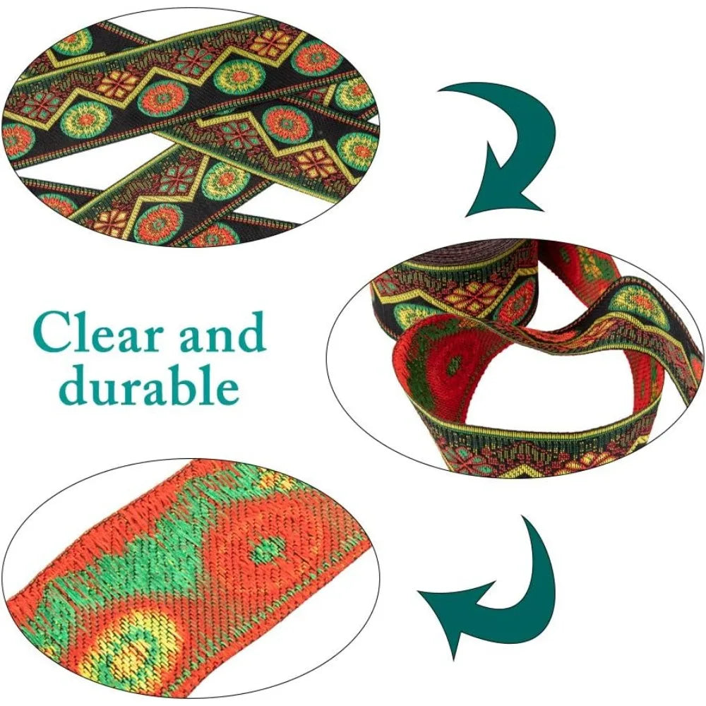 Floral Embroidery Polyester Ribbon 48.5mm 7m | Craft Trim