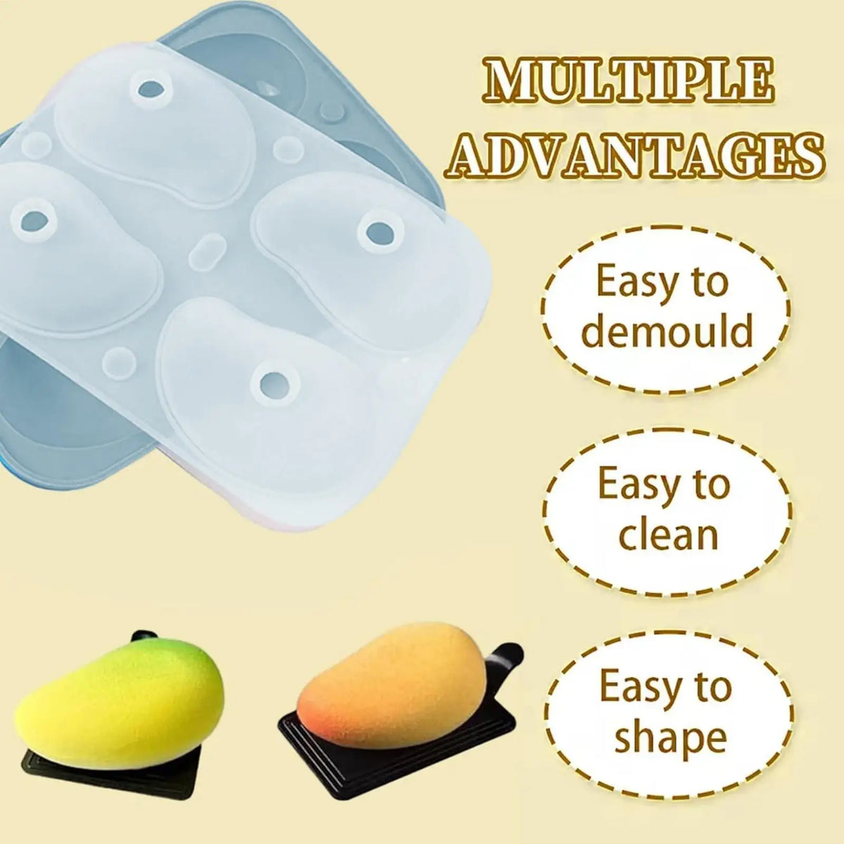 4-Cavity 3D Mango Silicone Mousse Mold – Cake, Jelly & Candy