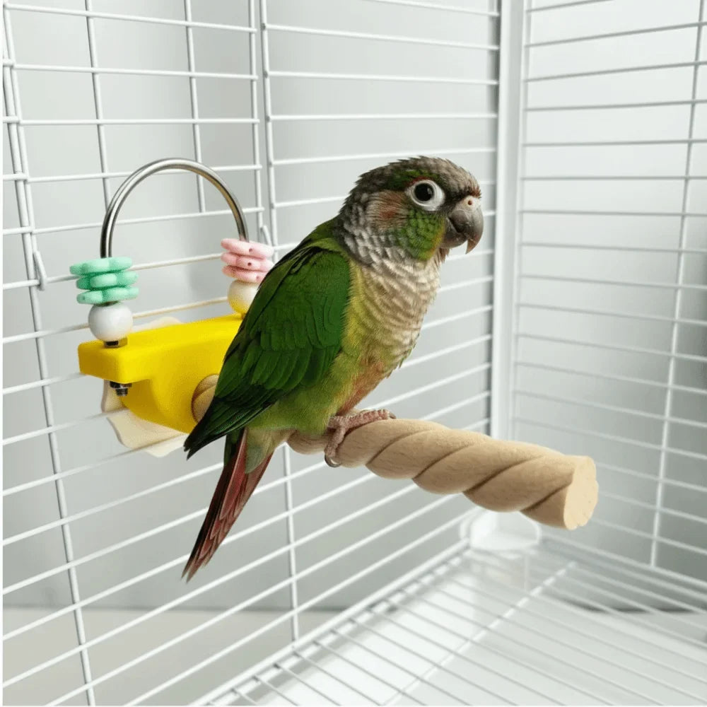 Natural Wood Bird Perch Stand – Non-Slip Paw & Beak Grinder