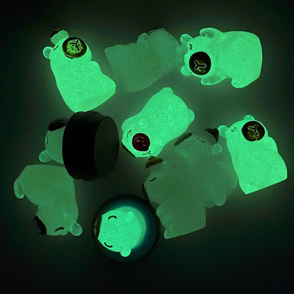 Luminous Capybara Mini Resin Animals Figurines Desktop Tabletop