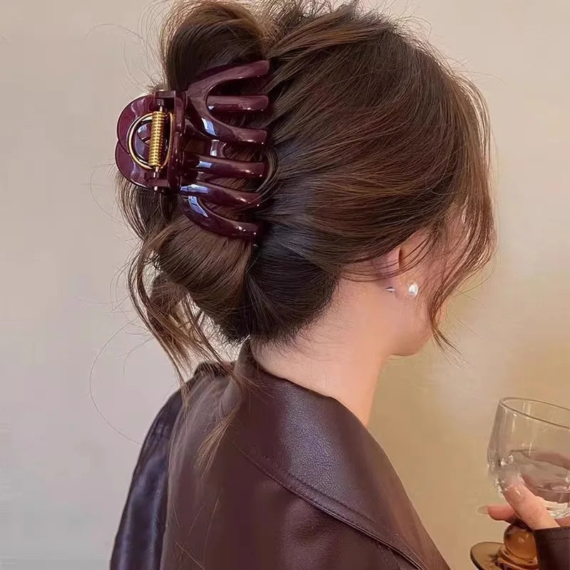 Large Pumpkin Shape Hair Claw Women Elegant Back Head Headband Clip