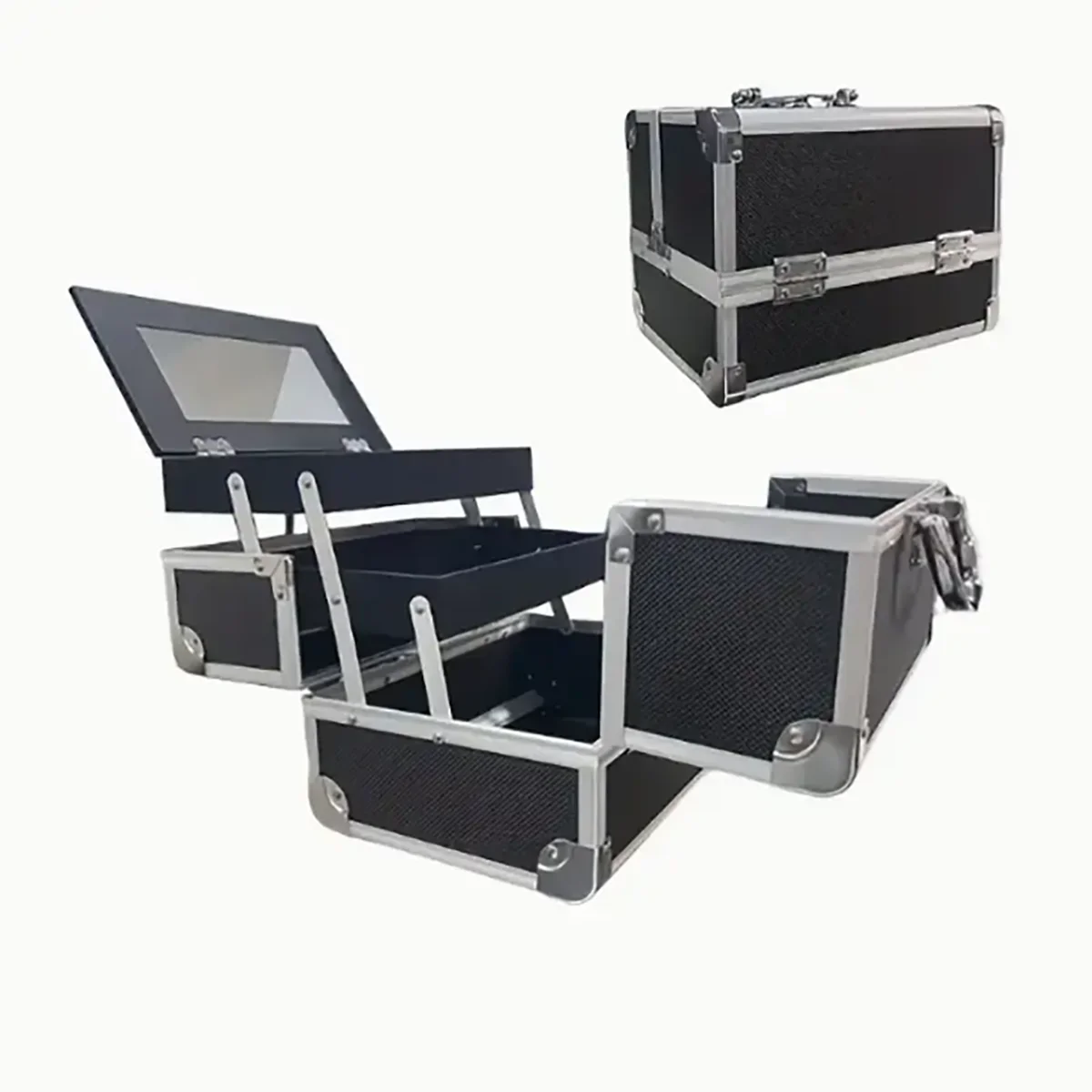 Portable Aluminum Cosmetic Storage Case Beauty Salon Embroidery