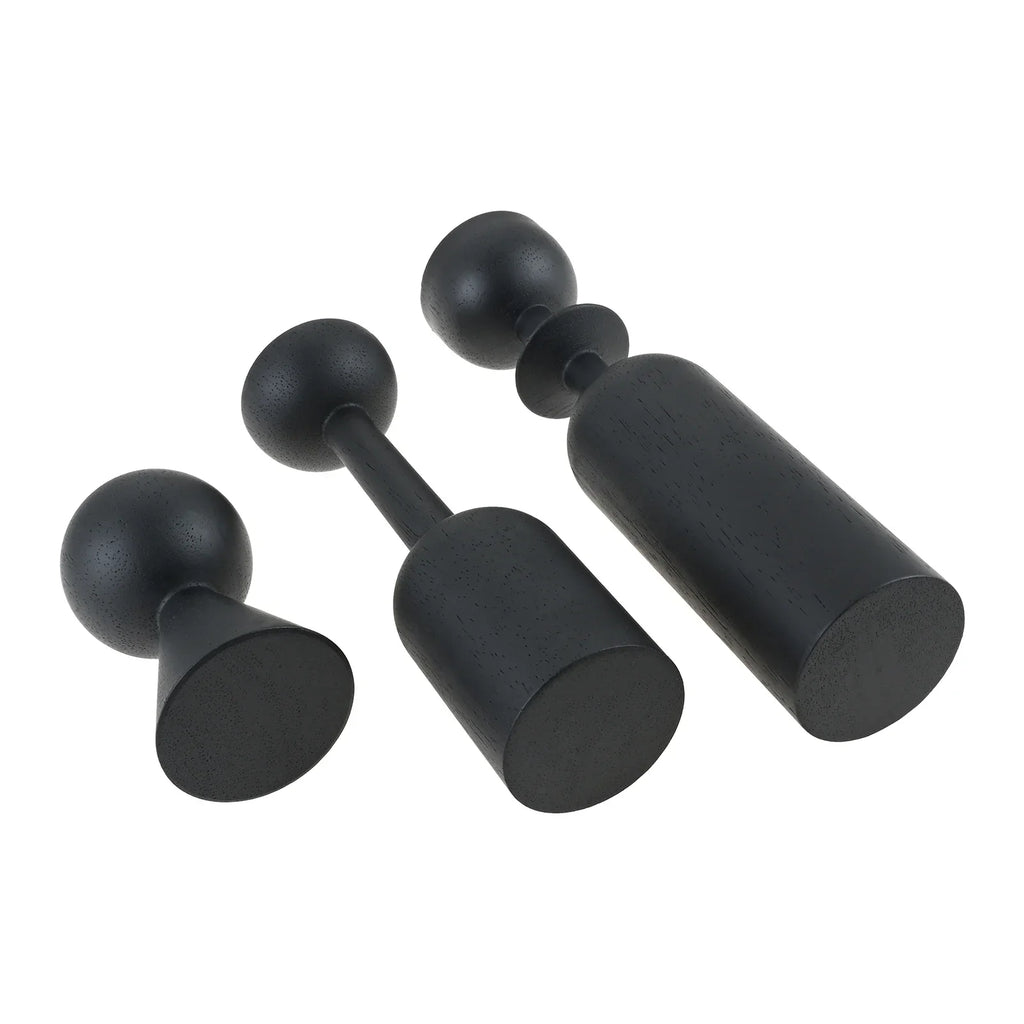 Black Wooden Candlestick Holders Set of 3 | Home Decor