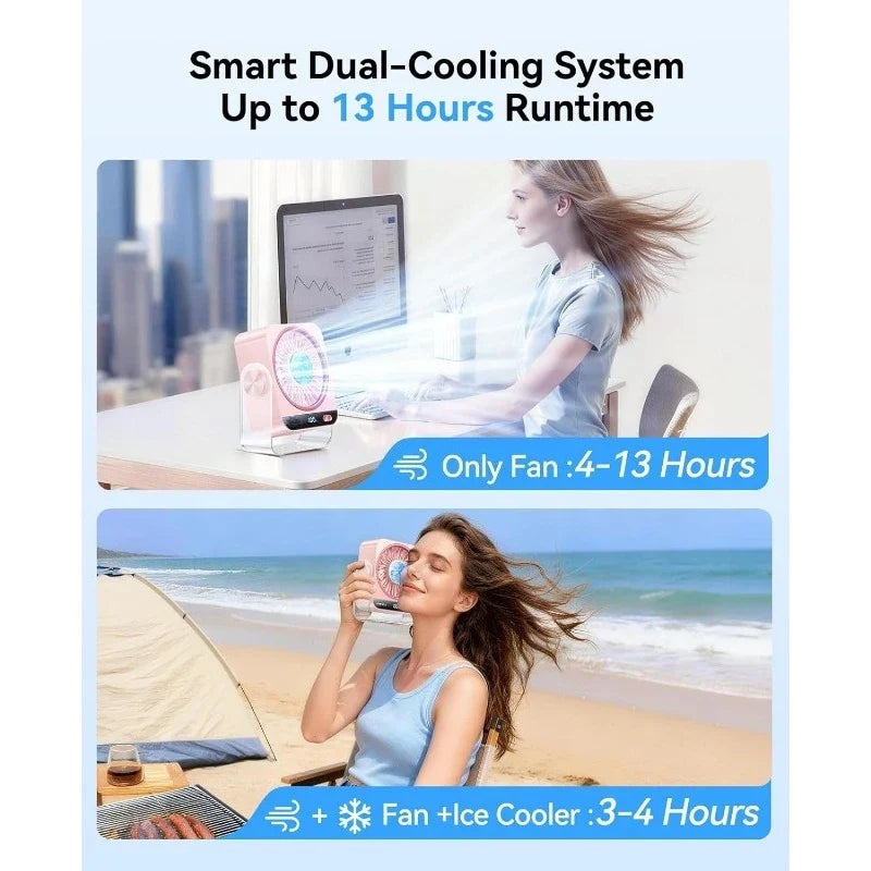 USB Desk Fan 199 Speeds | Ice Cooling & Digital Display