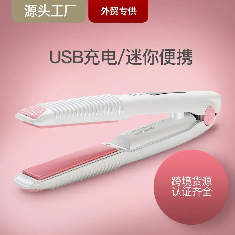 Cordless Mini USB Hair Straightener – Portable Flat Iron 25W