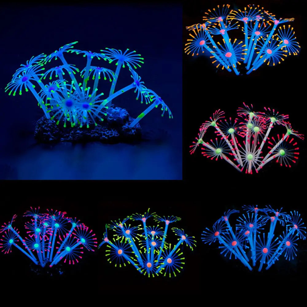 Silicone Glowing Artificial Fish Tank Aquarium Coral Plants Ornament