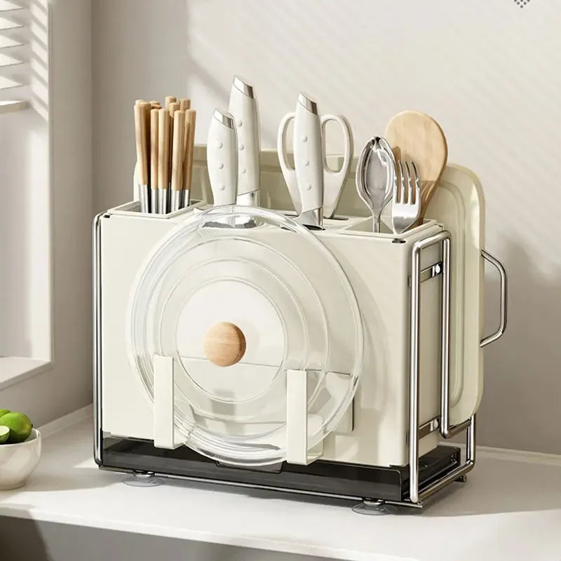 Multifunctional Kitchen Rack with Drainage Tray | Utensil Storage