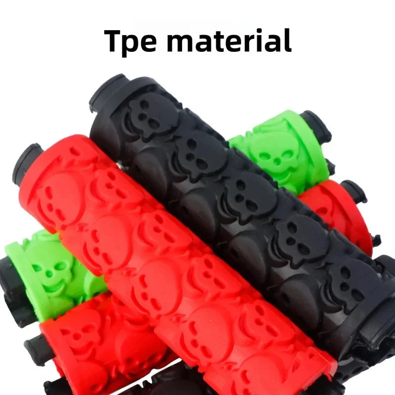 Skull Double Lock-On MTB Bike Handlebar Grips | TPE Anti-Slip
