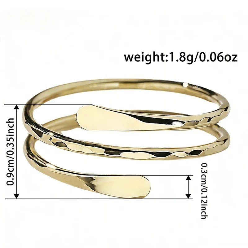 Huitan Glossy Multi-Layer Brass Ring – Women's Party Jewelry