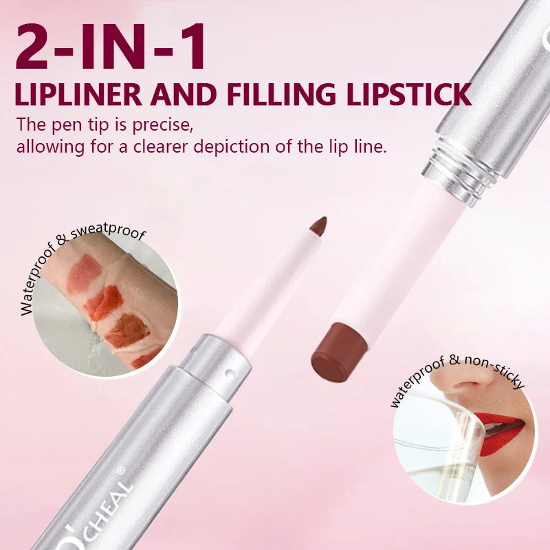 O'CHEAL 2-in-1 Matte Lipstick & Lip Liner Pencil | 24H Wear