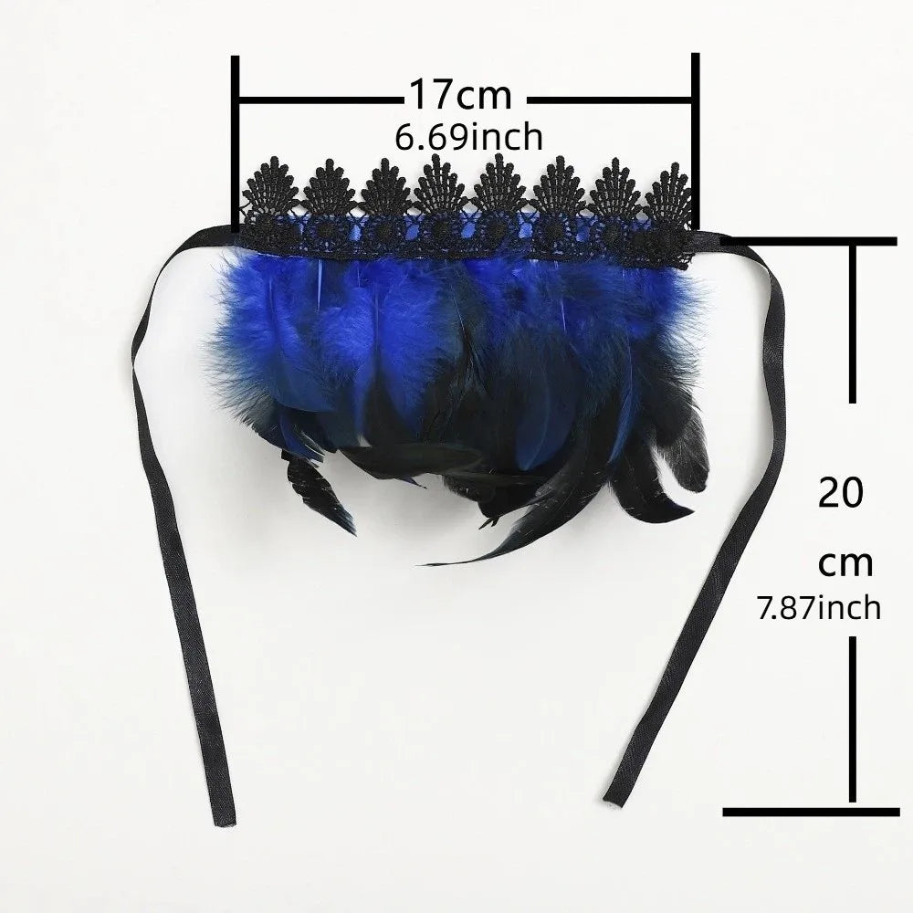 Black Lace Feather Wrist Cuffs – Gothic Halloween Cosplay