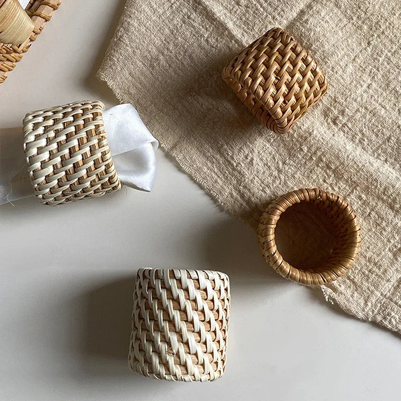 Handmade Rattan Napkin Rings | Rustic Woven Table Decor