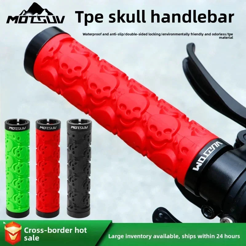 Skull Double Lock-On MTB Bike Handlebar Grips | TPE Anti-Slip