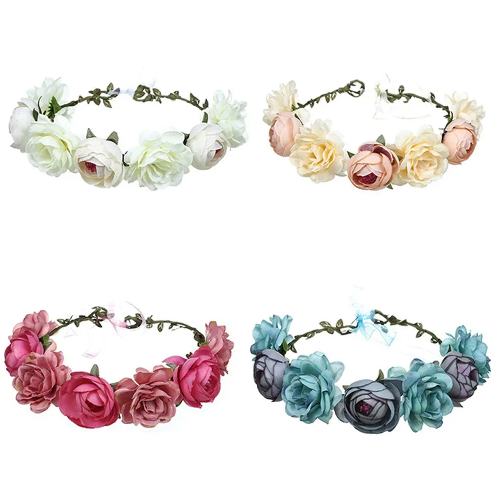 Simulation Flower Seaside Vacation Wreath Headband Women Hair