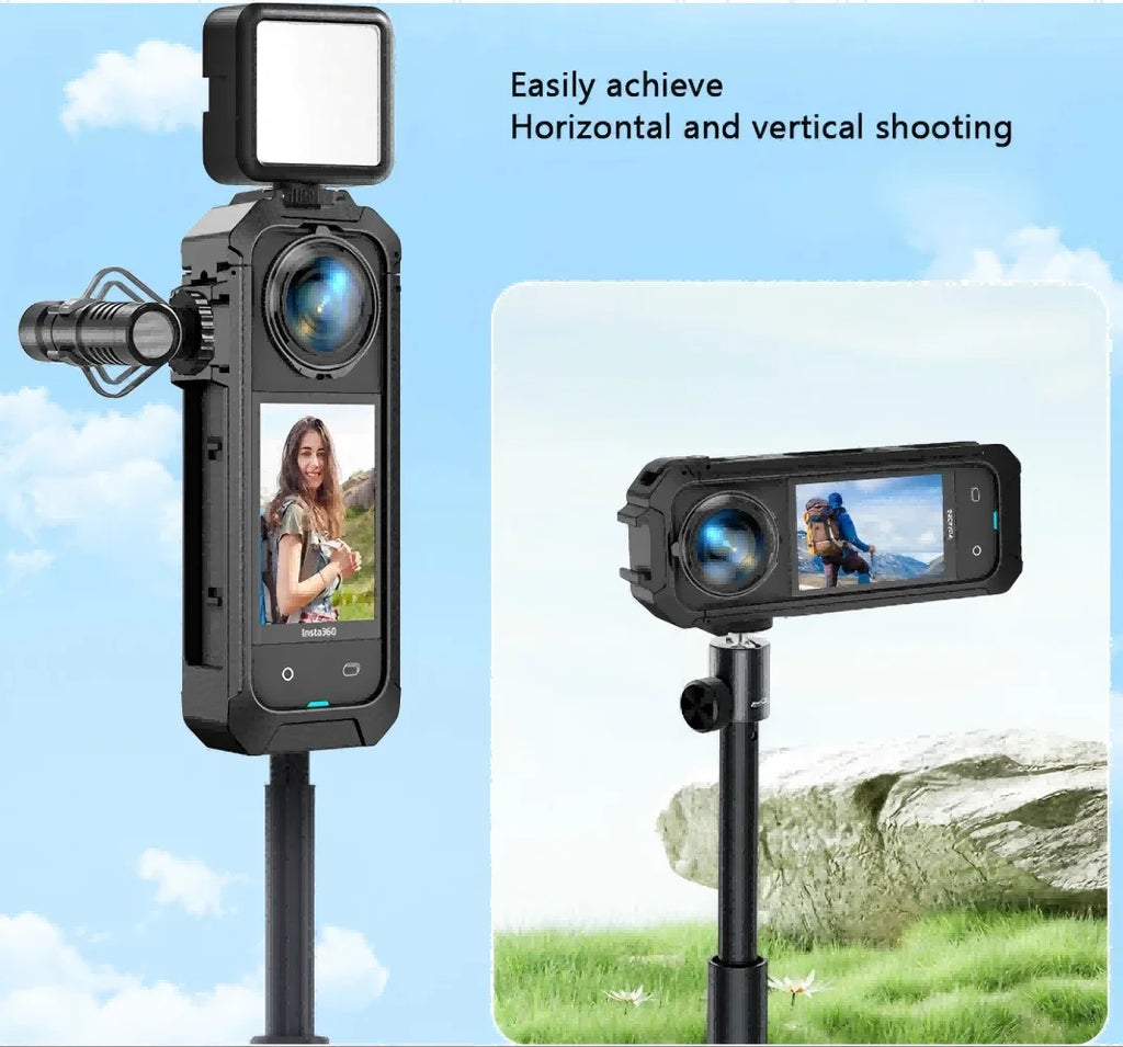 PC Cage Frame for Insta360 X5 | Cold Shoe Quick Release