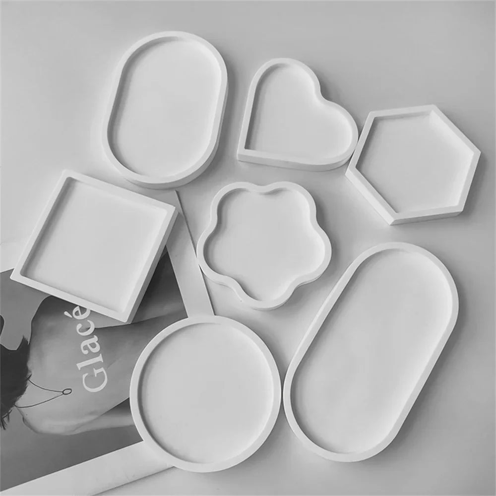 DIY Oval Tray Mold Storage Box Silicone Coaster Crystal Ashtray