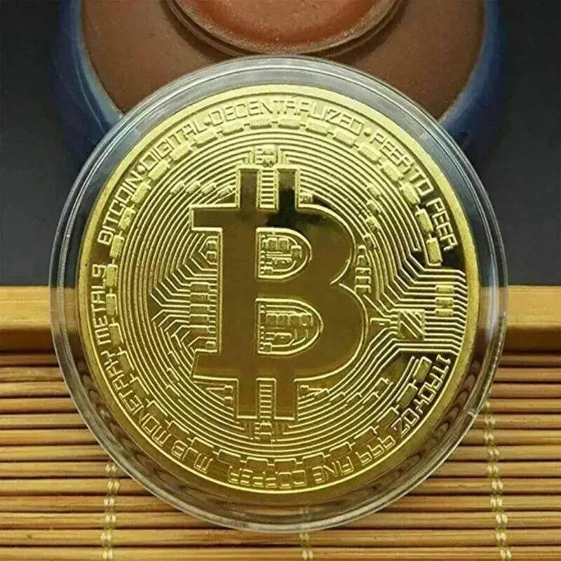 Gold Plated Bitcoin Commemorative Coin | Crypto Collector Gift