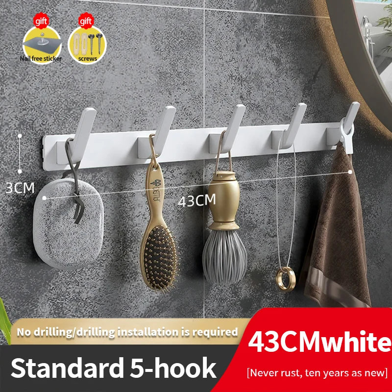 YUNJIEYA 6-Hook Aluminum Wall Rack | Kitchen & Bathroom Hooks