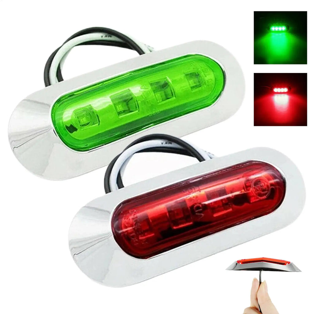 Marine Navigation Lights Red & Green LED IP67 Waterproof 12-24V