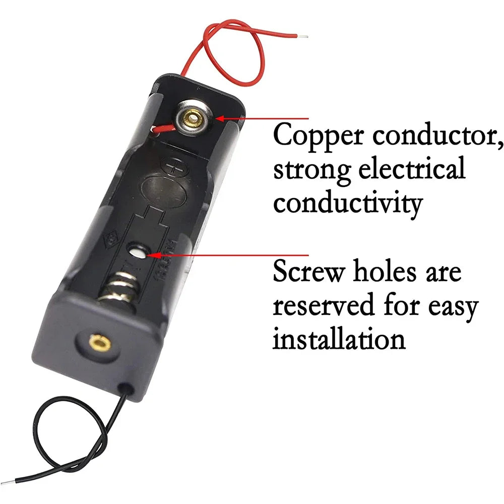 10-Pack 18650 Battery Holder Case 1-Slot with Wire Leads – DIY