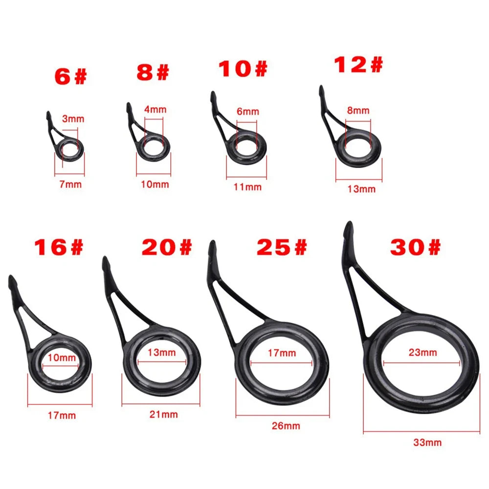 Stainless Steel Fishing Rod Guide Rings – 8 Sizes (6#–30#)
