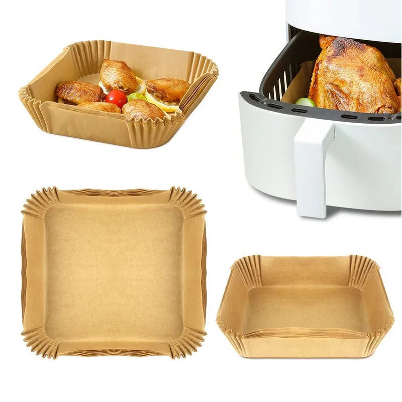 Square Disposable Air Fryer Liners Kitchen Food Tray Oil Paper Party