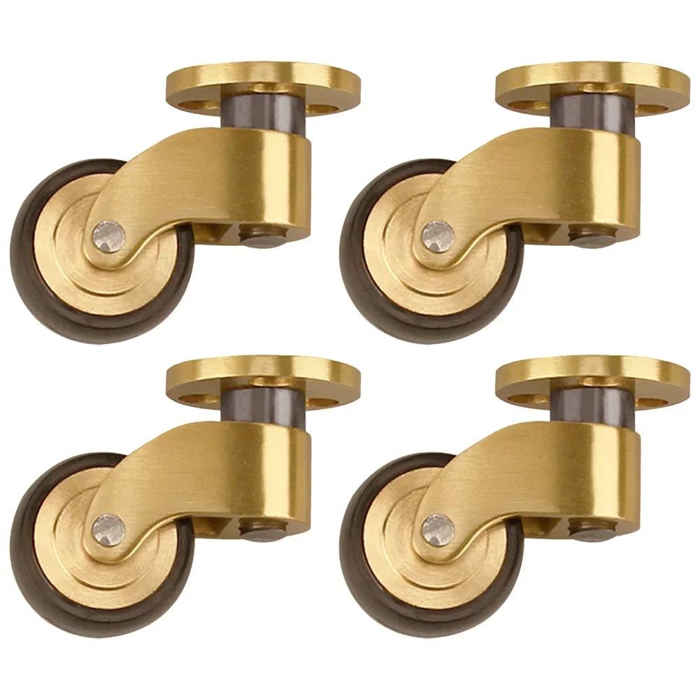 360° Brass Caster Wheels Set | Brushed Finish, Whisper-Quiet