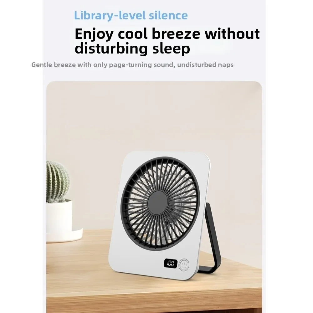 USB Rechargeable Foldable Desk Fan – 5-Speed LED Silent Fan