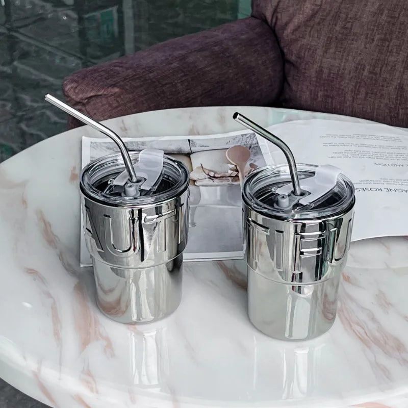 2026 Glass Straw Coffee Cup Female Ins Feng Shui Lid Creative
