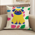 Pug Cartoon Linen Cushion Cover | Sofa, Bed & Chair Décor