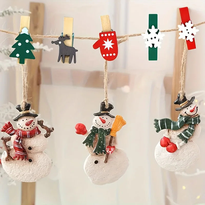 Mini Christmas Wooden Clips Photo Tree Clothespin Hanging Photos