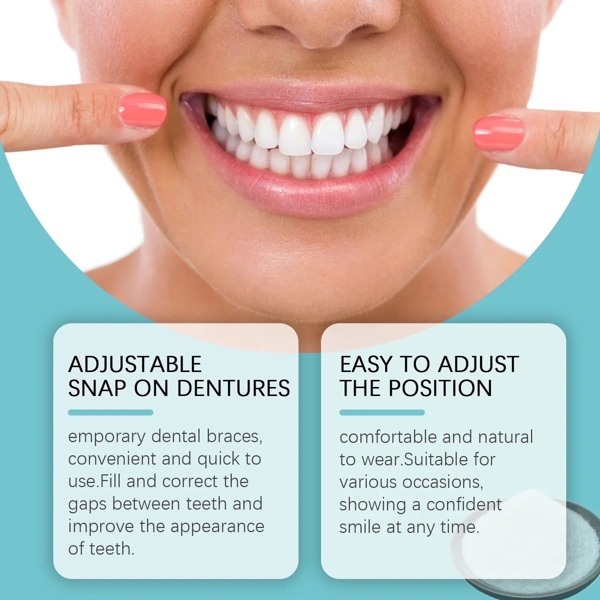 Snap-On Dentures – Temporary Tooth Gap Correction Kit