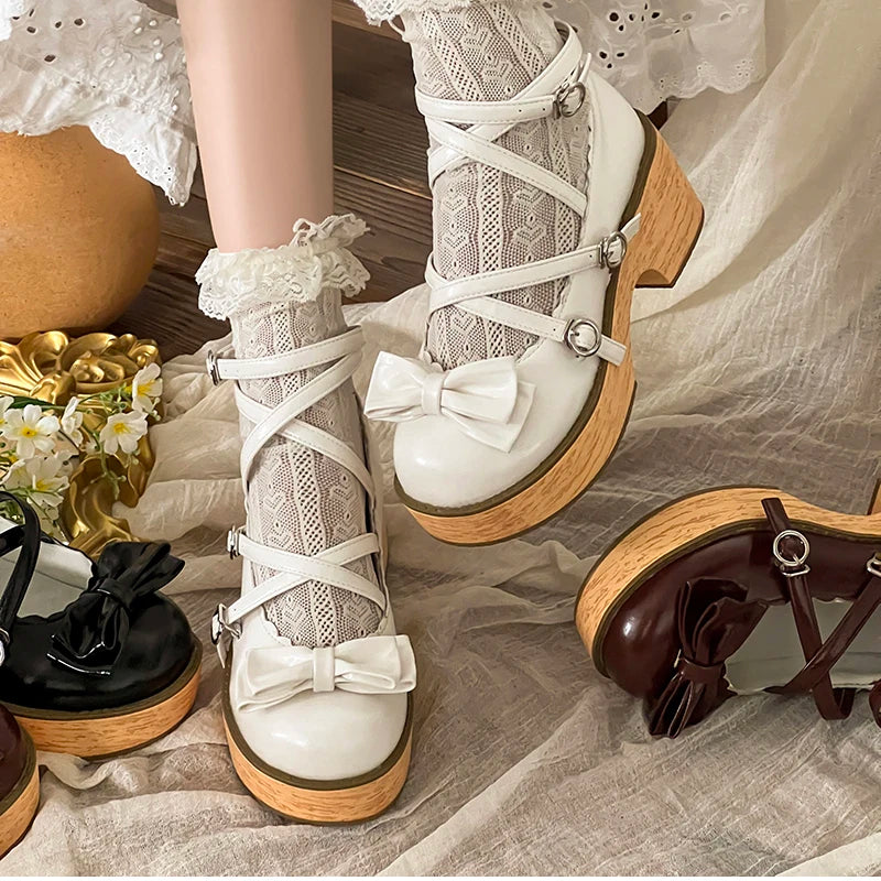 Women's Butterfly-Knot Mary Jane Heels | JK Lolita Pumps
