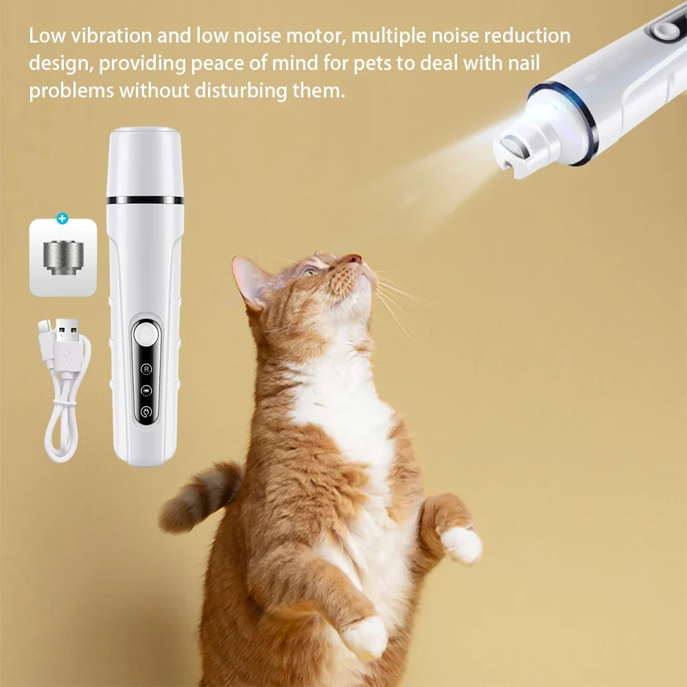 Electric Pet Nail Grinder with LED Light | 3-Speed USB Rechargeable